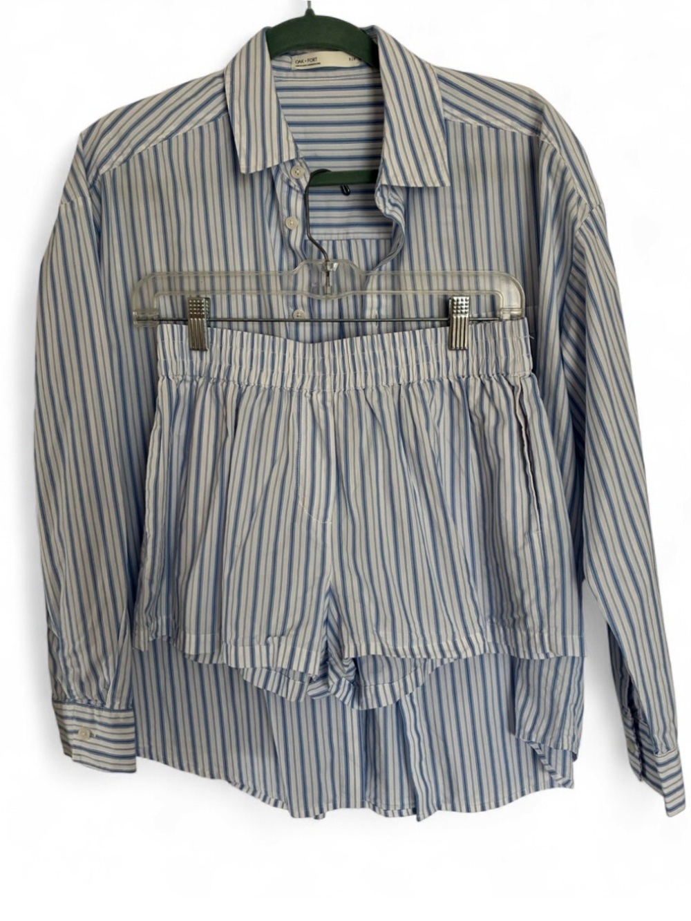 OAK + FORT Blue and White Striped Button-Down Pyjama Set NWOT